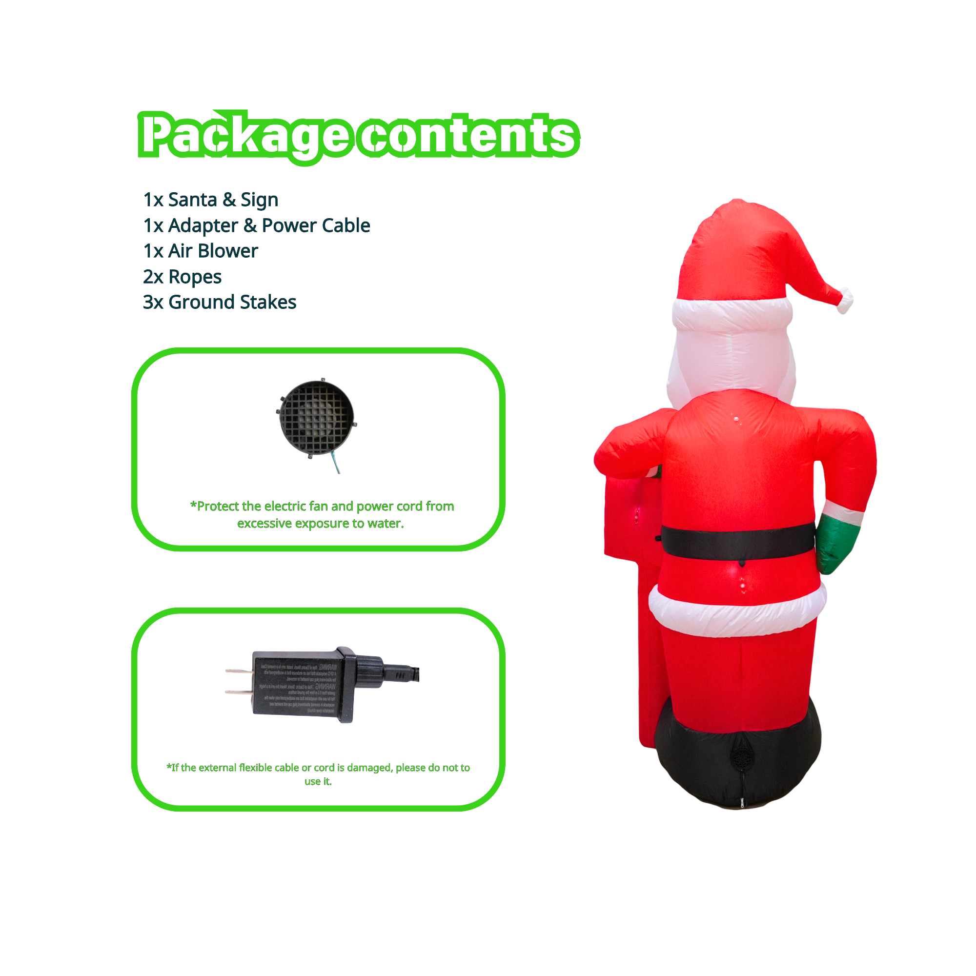 7FT Inflatable Santa with Sign Outdoor Decoration - PartyTimeSolution