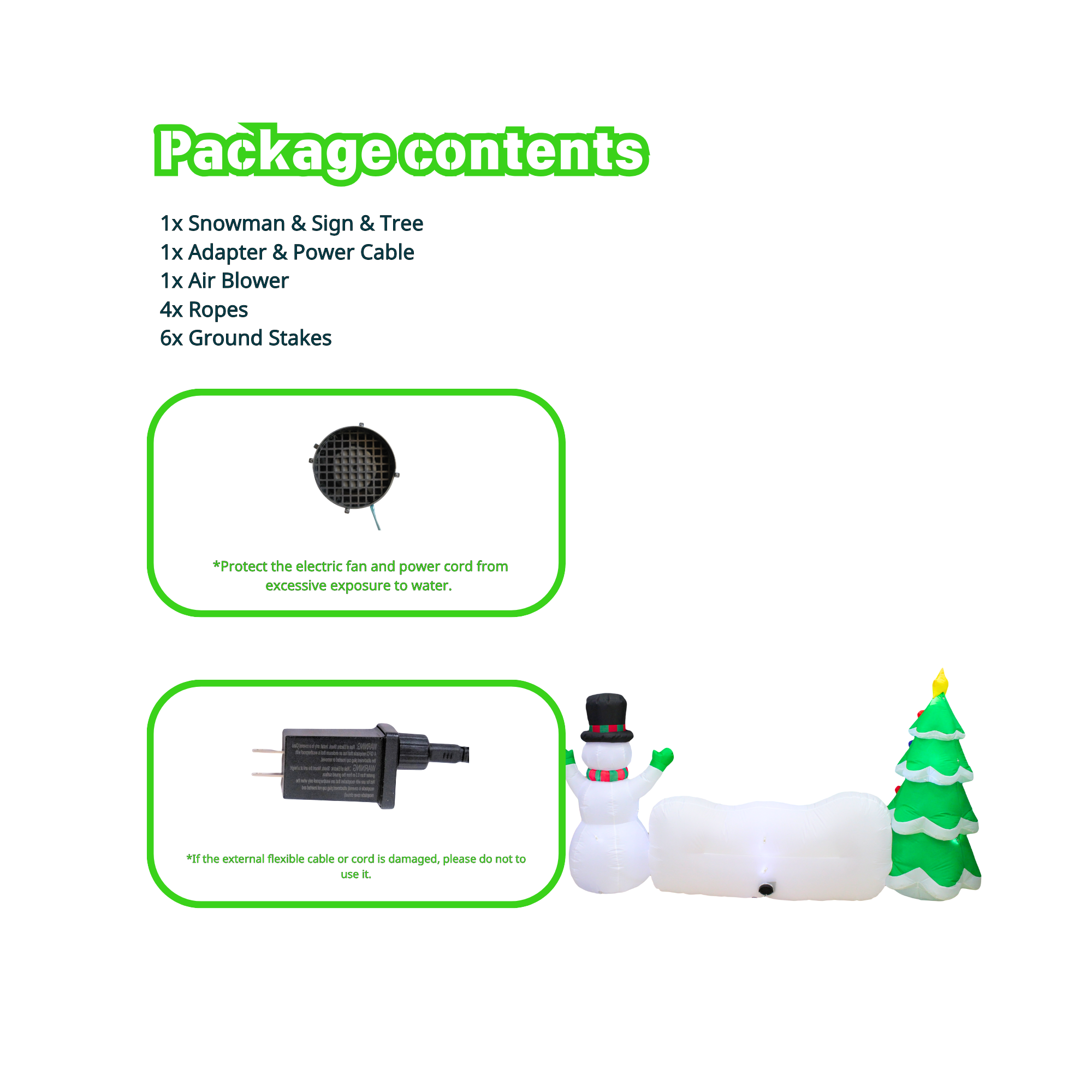 10FT Inflatable Snowman with Tree and Sign Outdoor Decoration - PartyTimeSolution