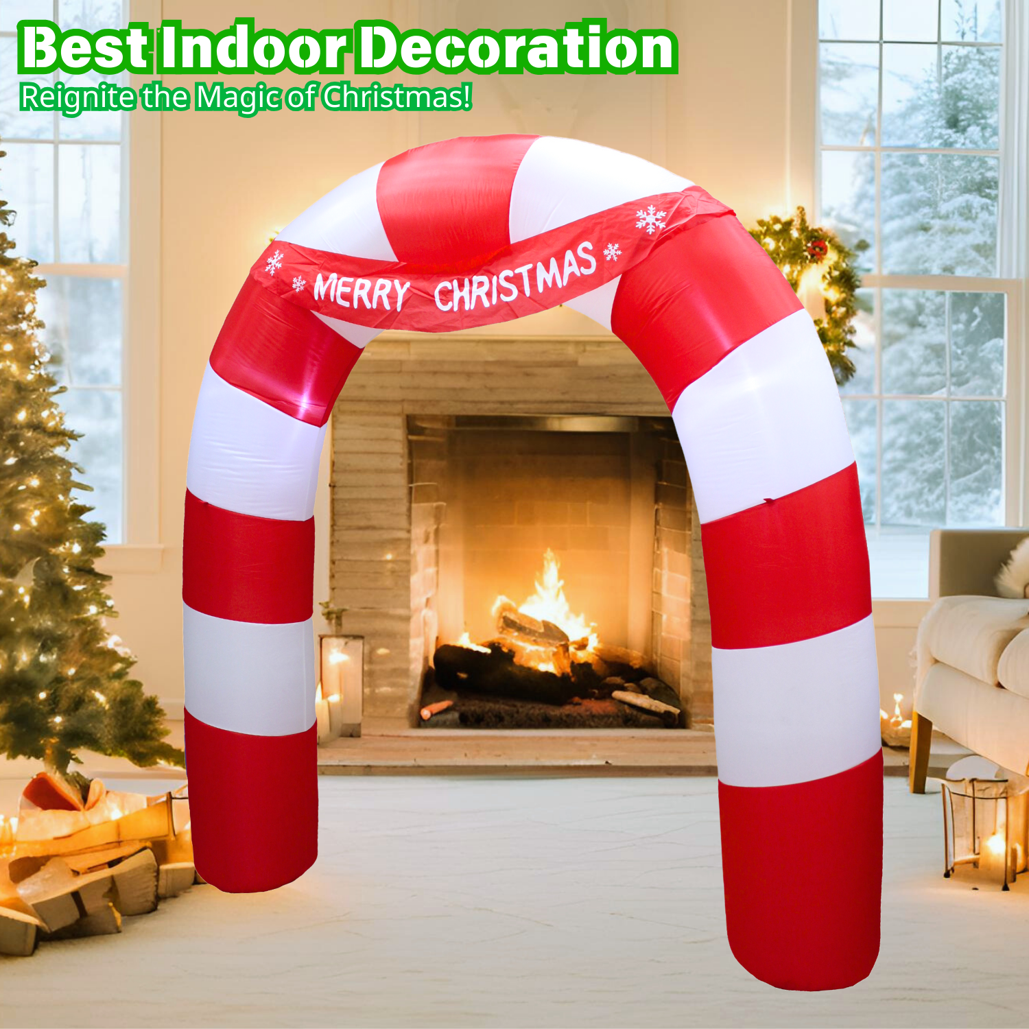 8FT Christmas Inflatable Candy Cane Archway Outdoor Decoration - PartyTimeSolution