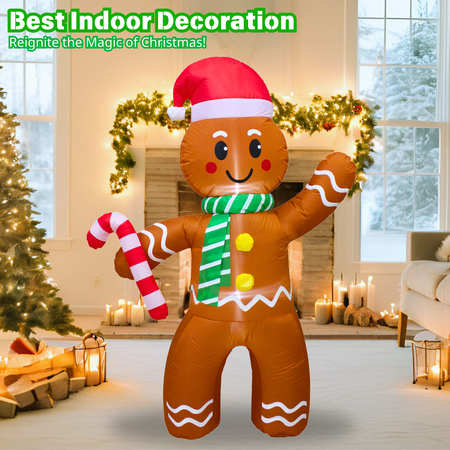 5FT Christmas Inflatable Gingerbread man Outdoor Decoration - PartyTimeSolution