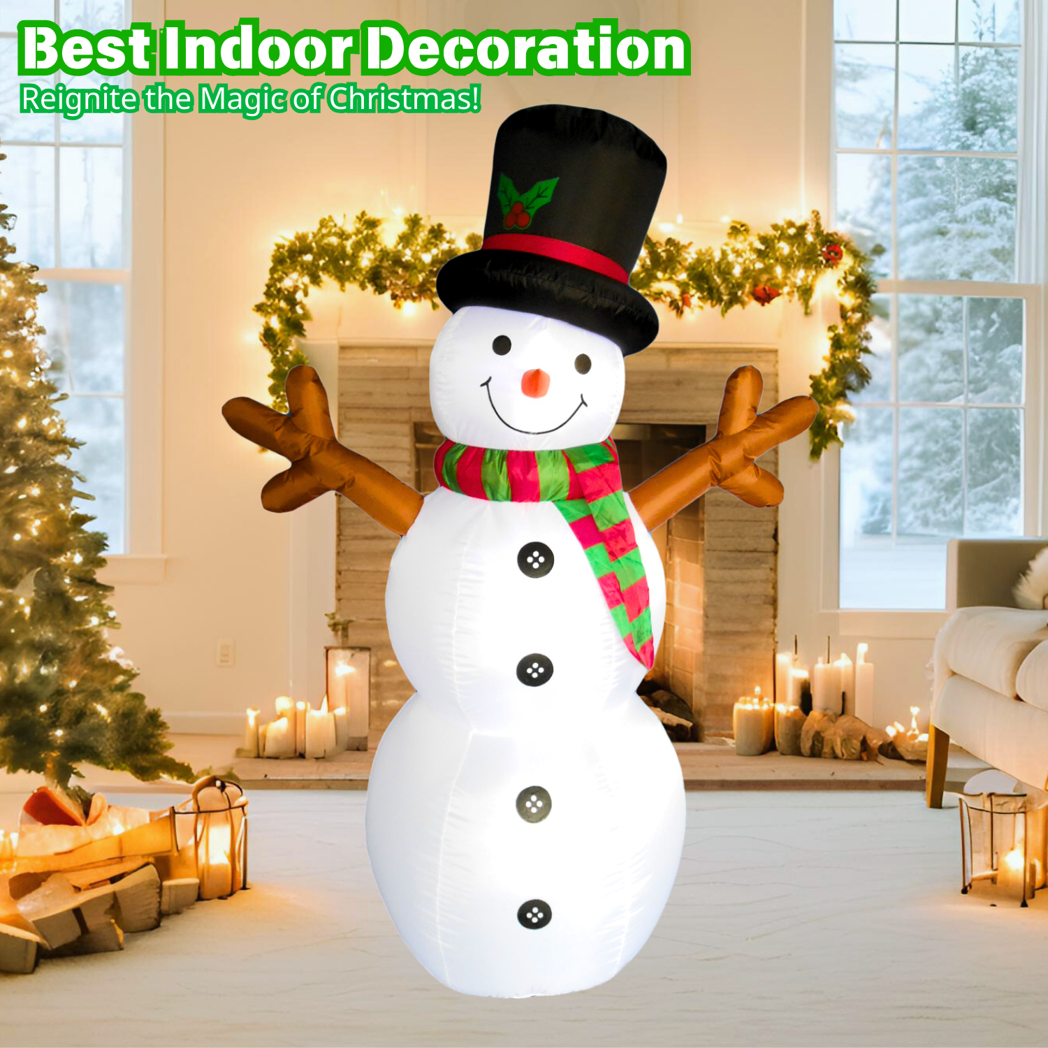 6FT Inflatable Snowman Outdoor Decoration - PartyTimeSolution