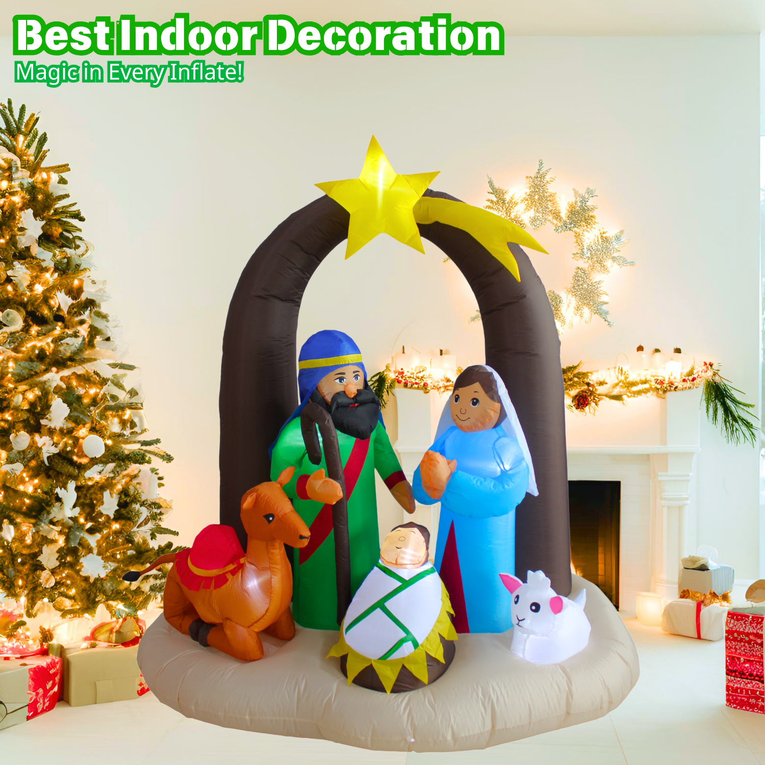 PTS 6FT Christmas Inflatable Inflatable Nativity Scene for Outdoor Decoration - PartyTimeSolution