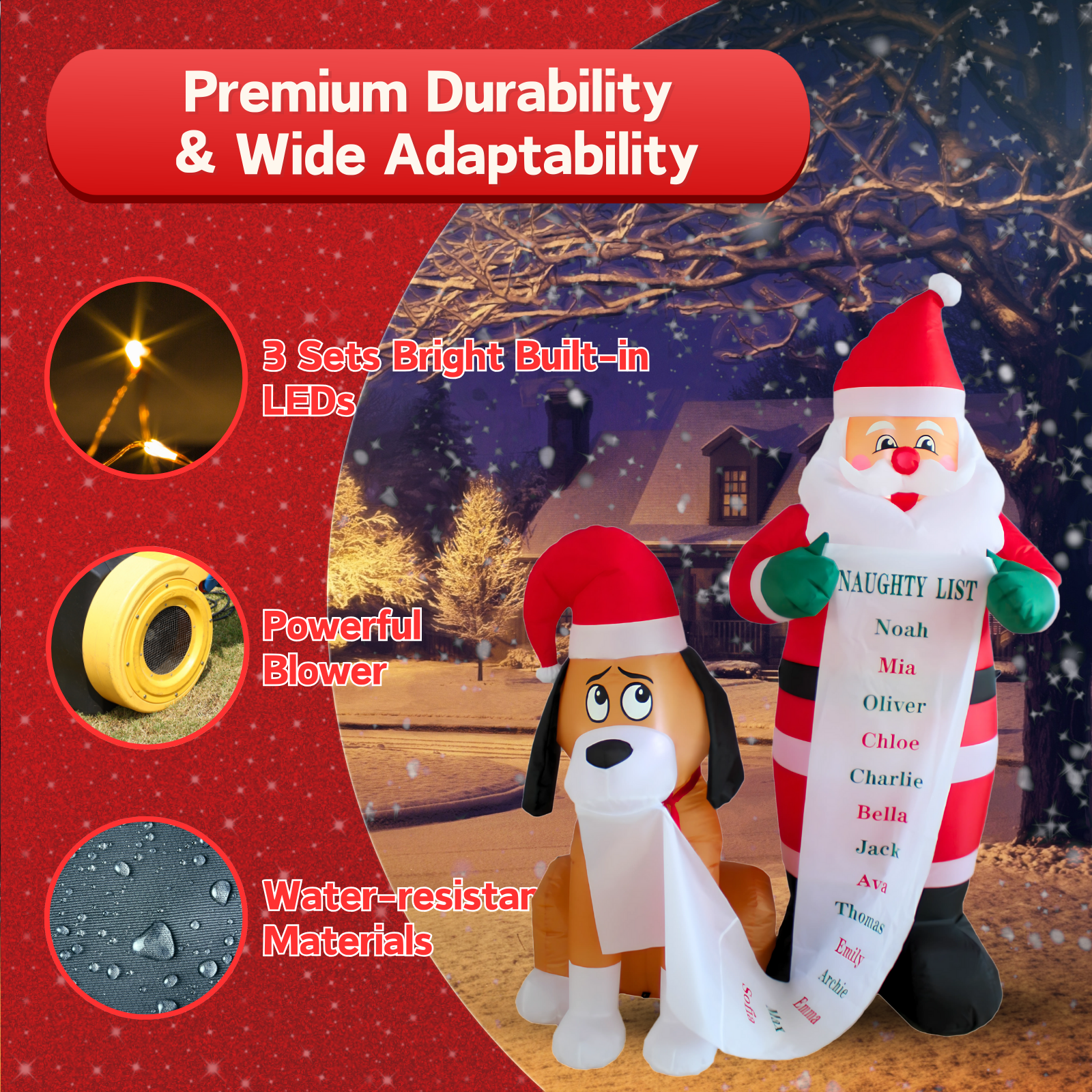 6FT Christmas Inflatable Santa with Dog Outdoor Decoration - PartyTimeSolution