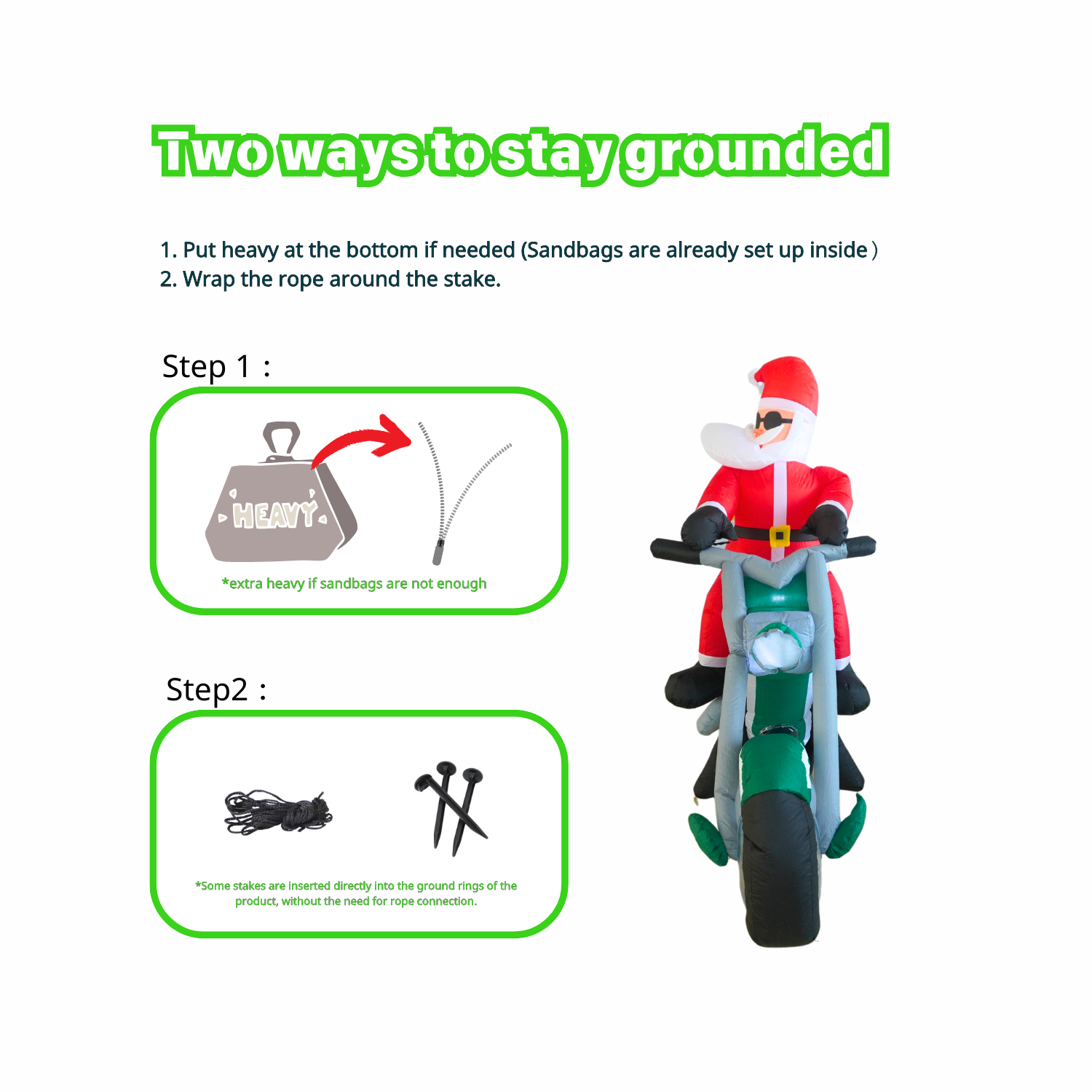 6FT Christmas Inflatable Santa Claus with Motorcycle Outdoor Decoration - PartyTimeSolution