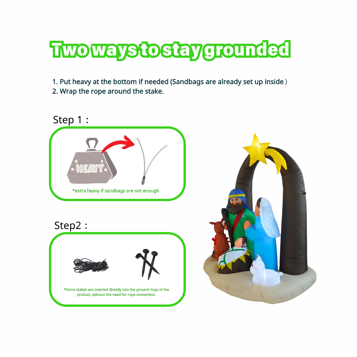 PTS 6FT Christmas Inflatable Inflatable Nativity Scene for Outdoor Decoration - PartyTimeSolution