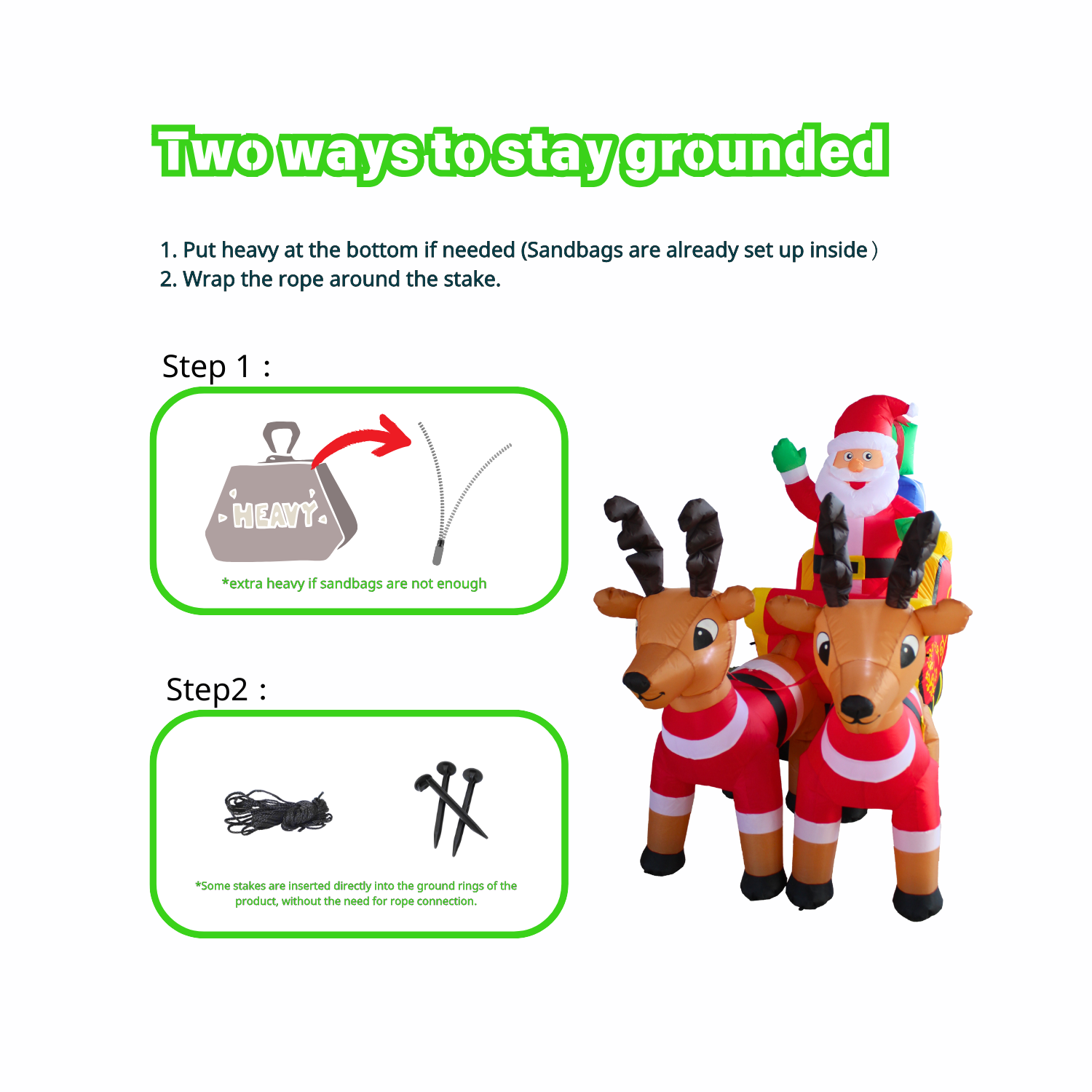 7FT Christmas Inflatable Santa Sleigh Outdoor Decoration - PartyTimeSolution