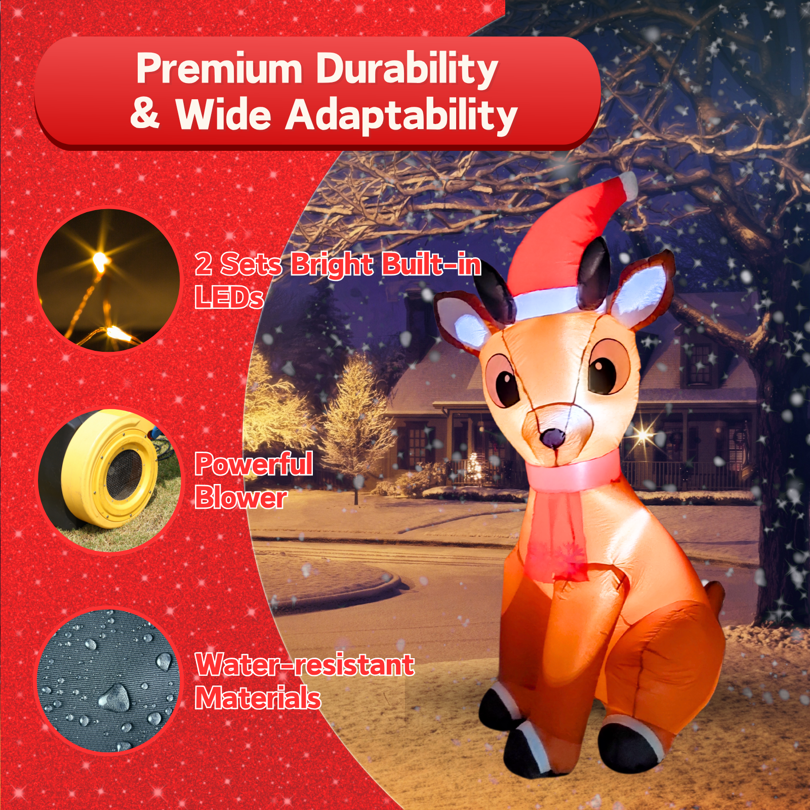 6FT Christmas Inflatable Reindeer Outdoor Decoration - PartyTimeSolution