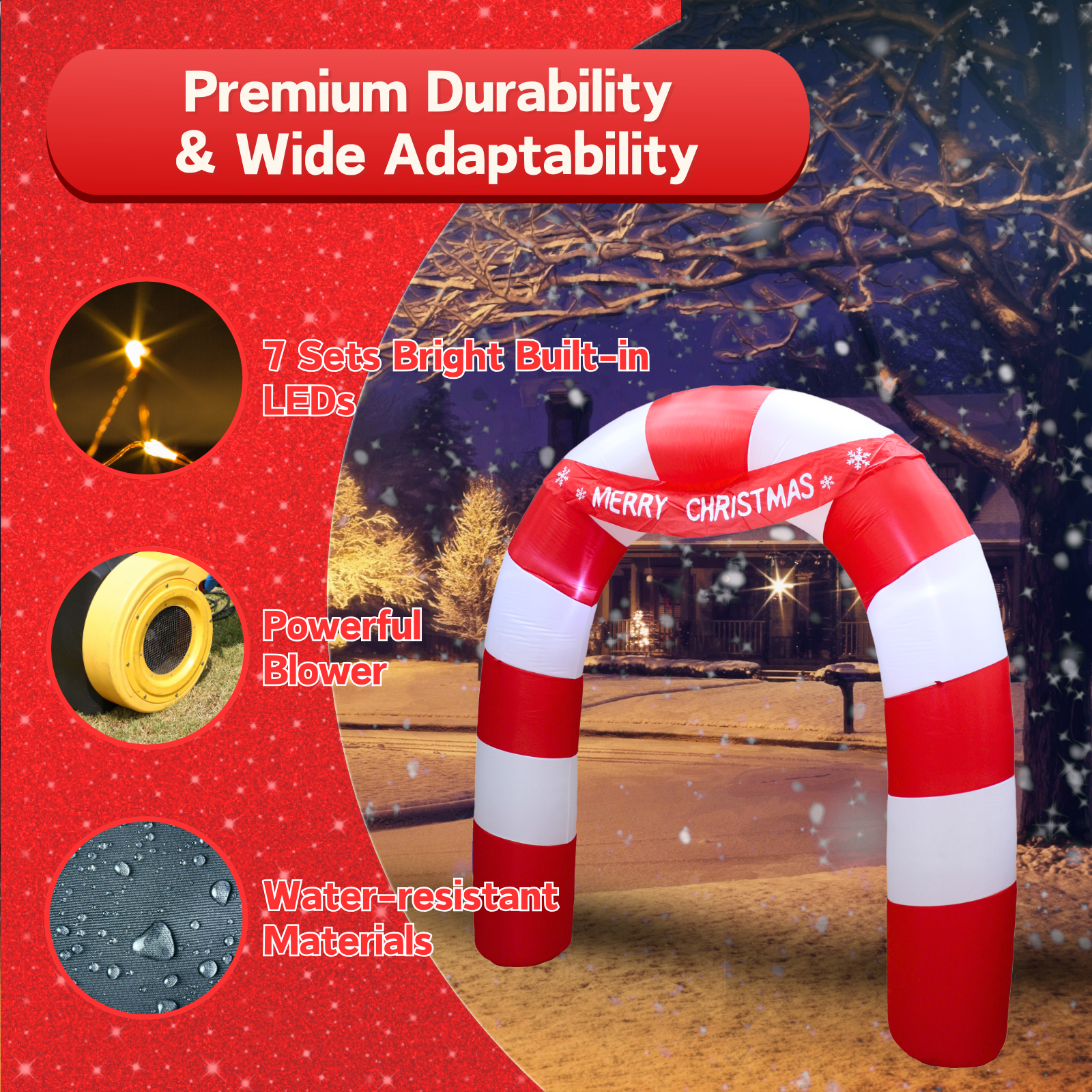 8FT Christmas Inflatable Candy Cane Archway Outdoor Decoration - PartyTimeSolution