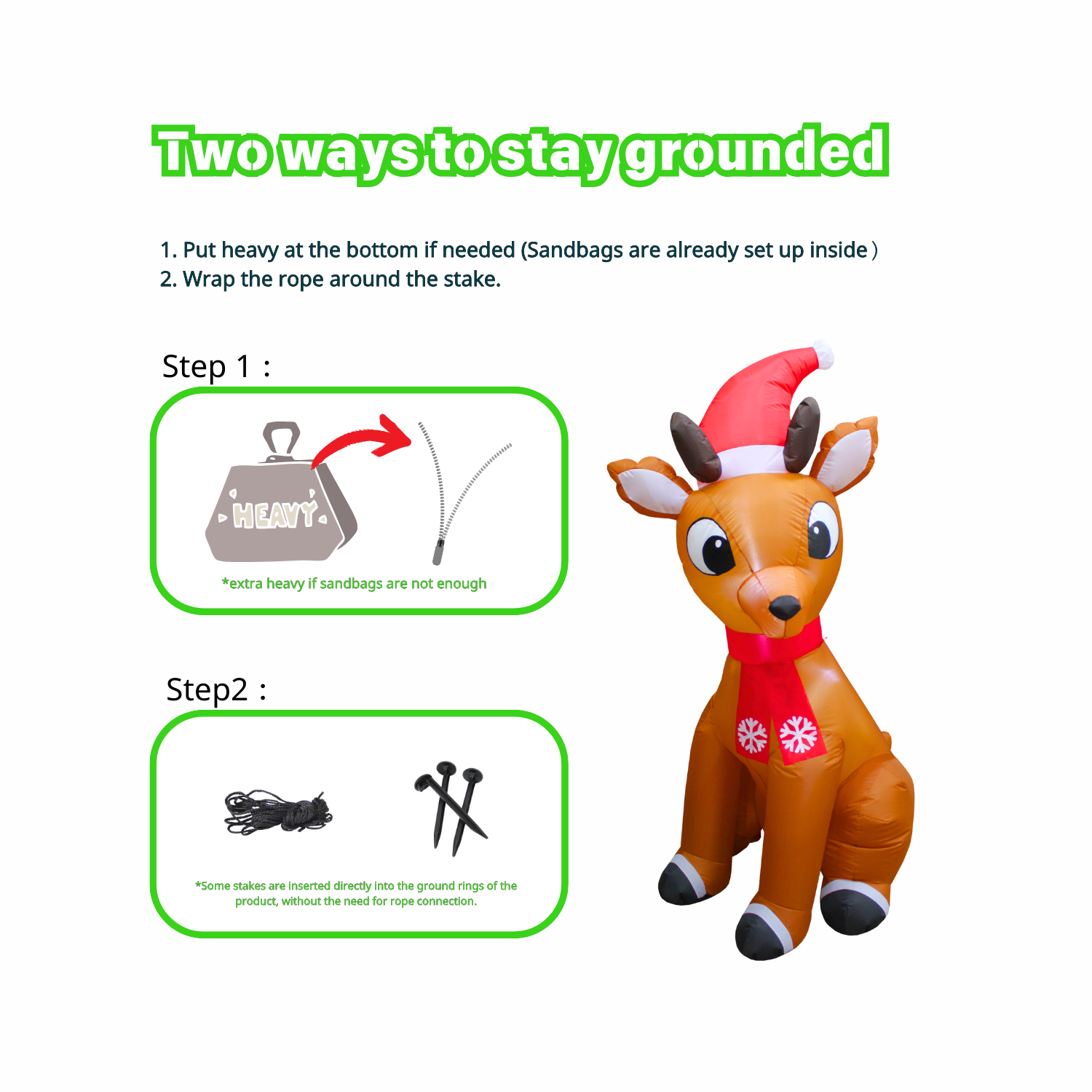 6FT Christmas Inflatable Reindeer Outdoor Decoration - PartyTimeSolution