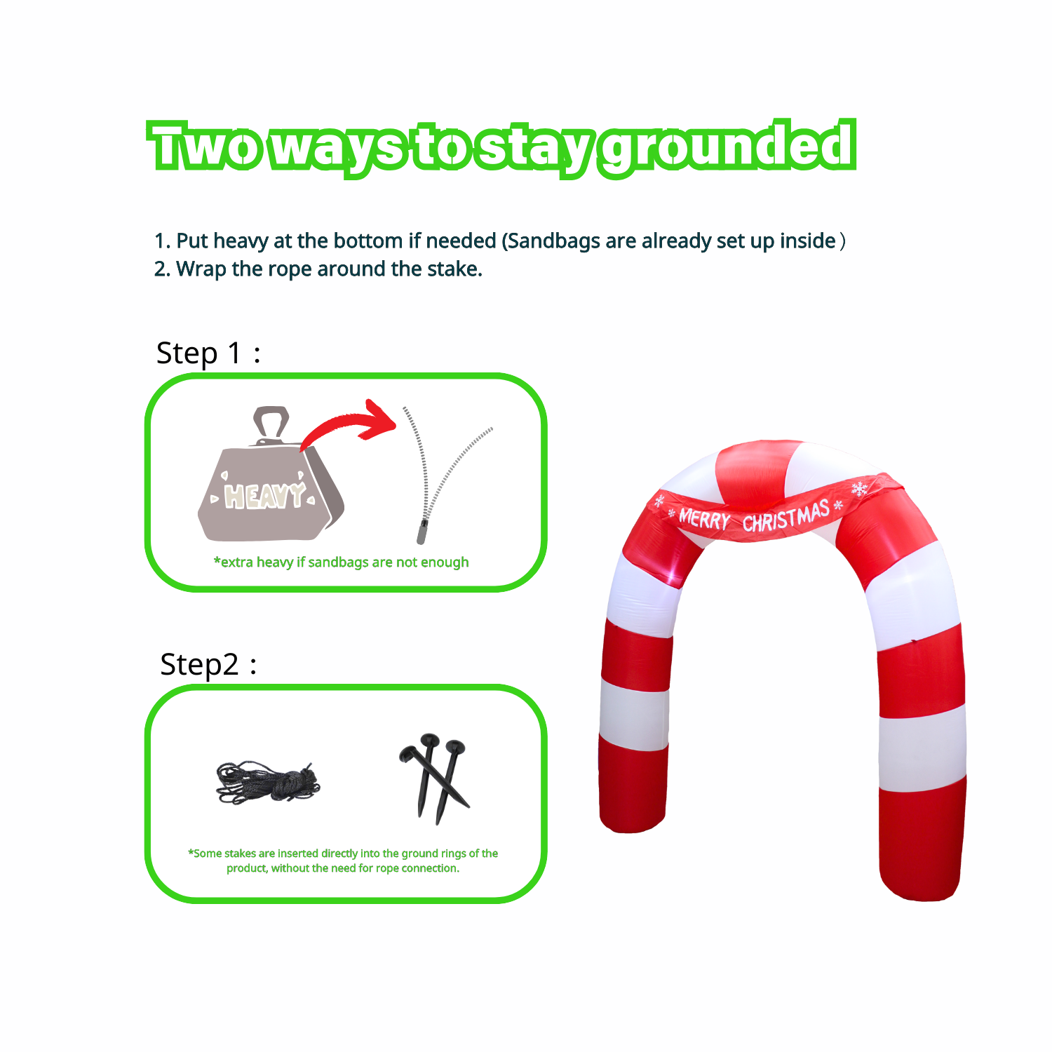 8FT Christmas Inflatable Candy Cane Archway Outdoor Decoration - PartyTimeSolution