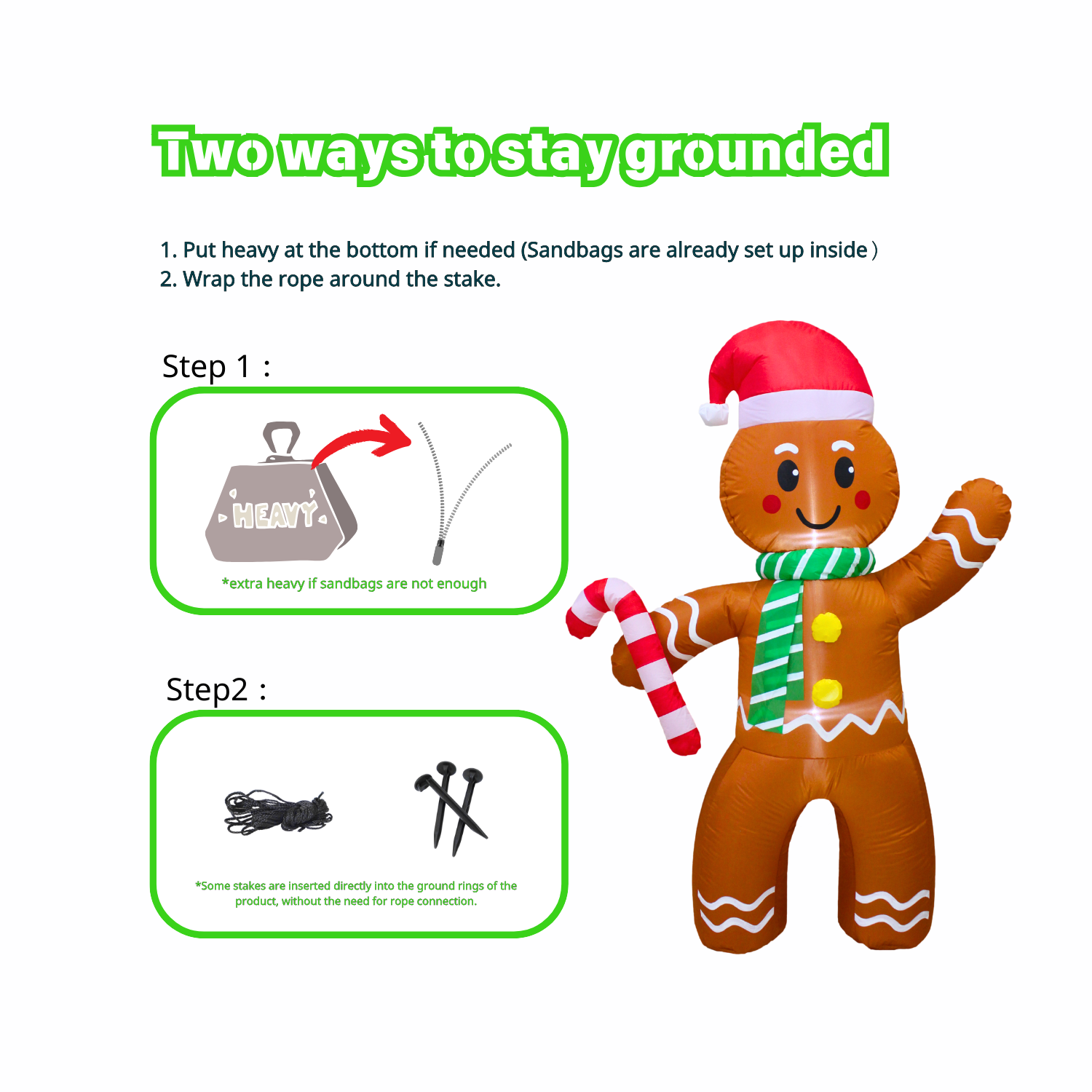 5FT Christmas Inflatable Gingerbread man Outdoor Decoration - PartyTimeSolution