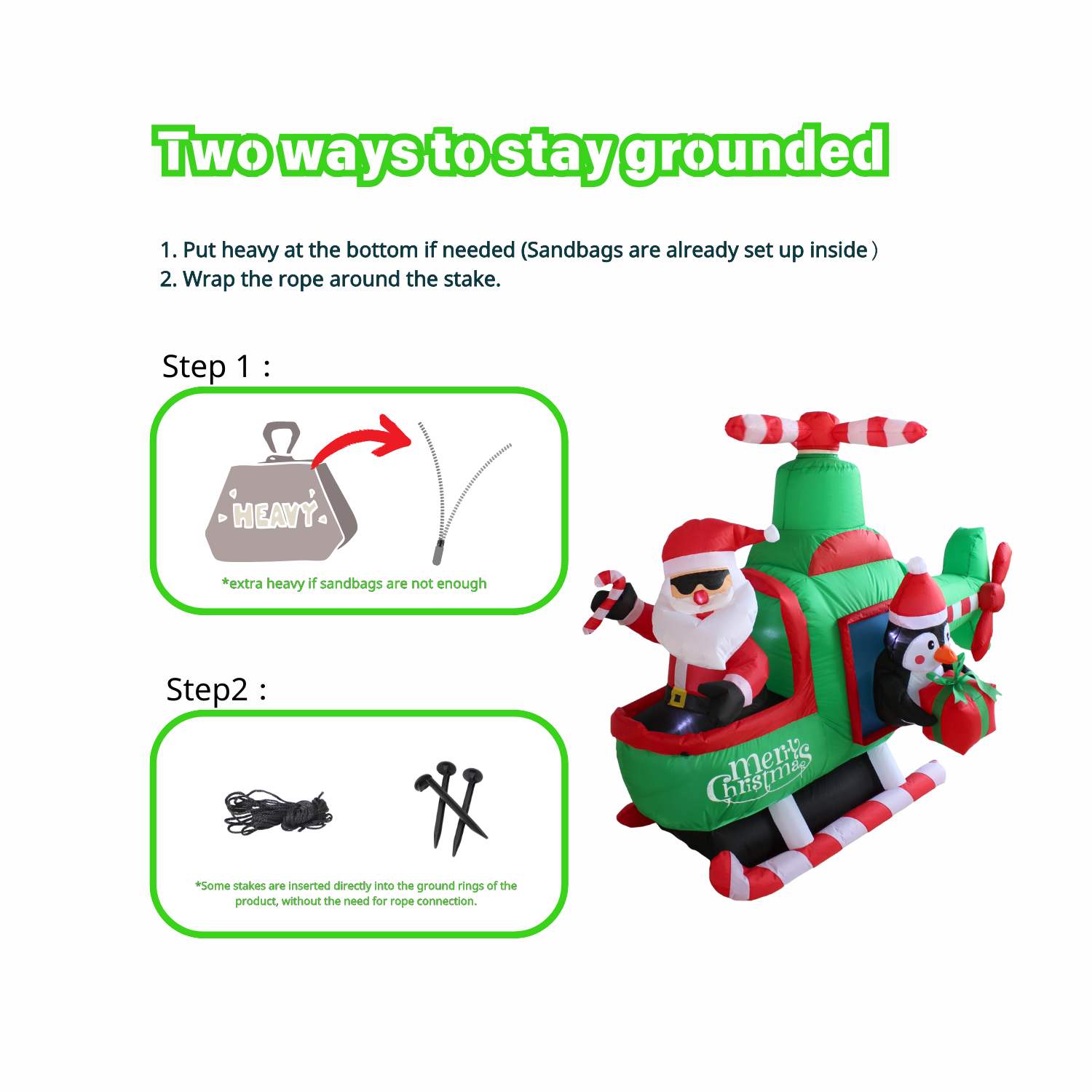 6.5FT Christmas Inflatable Helicopter with Santa and Penguin Outdoor Decoration - PartyTimeSolution