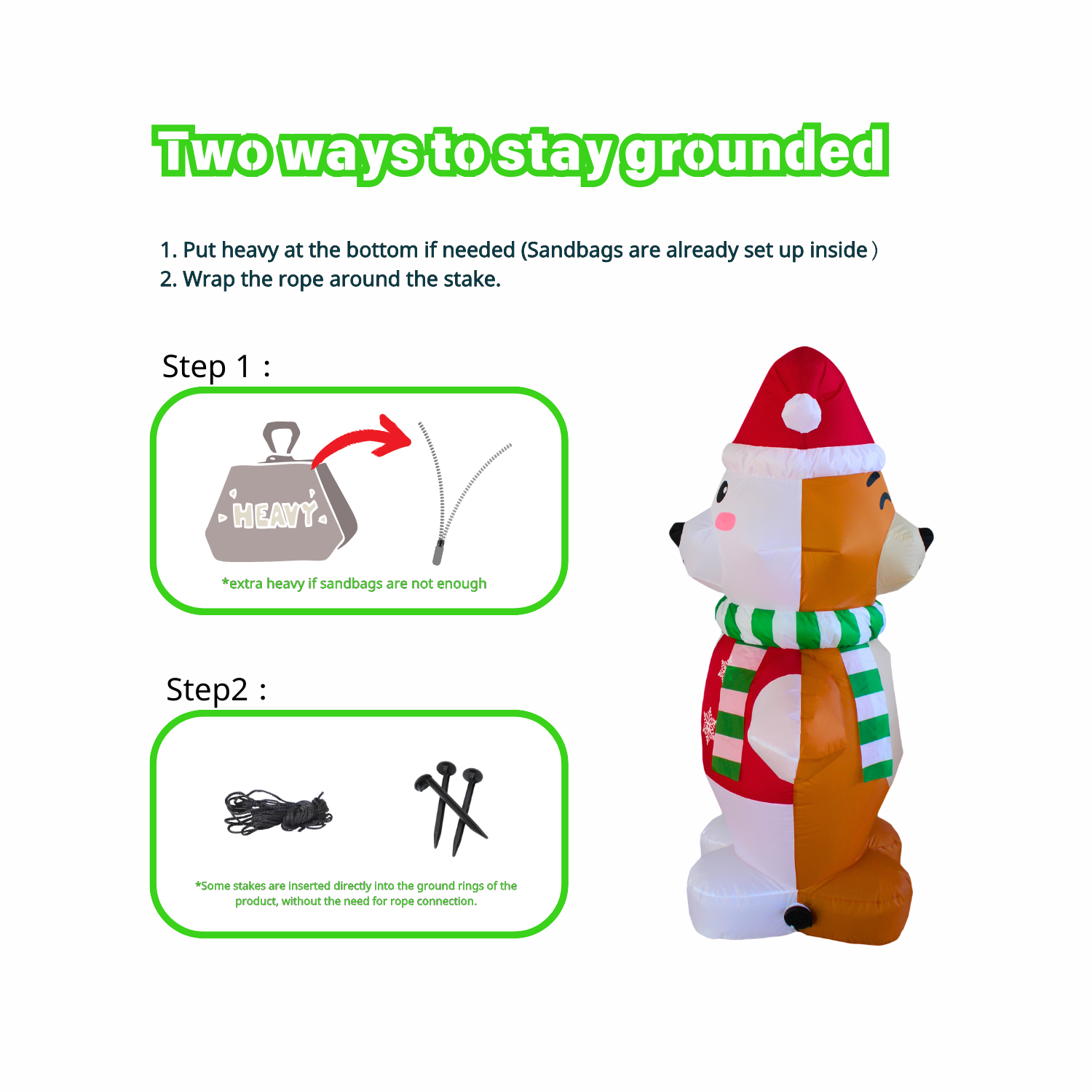 5FT Christmas Inflatable Double-Face Bear Outdoor Decoration - PartyTimeSolution