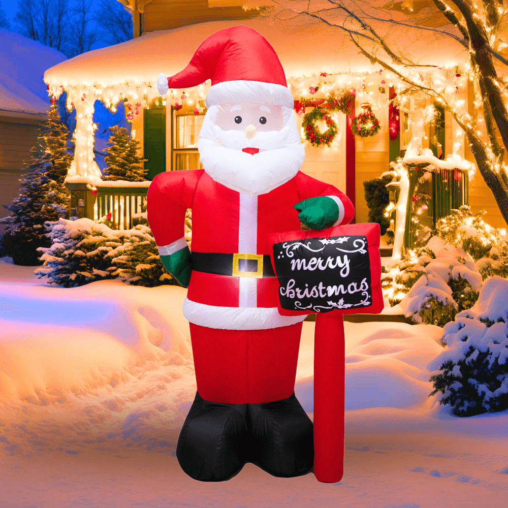 7FT Inflatable Santa with Sign Outdoor Decoration - PartyTimeSolution