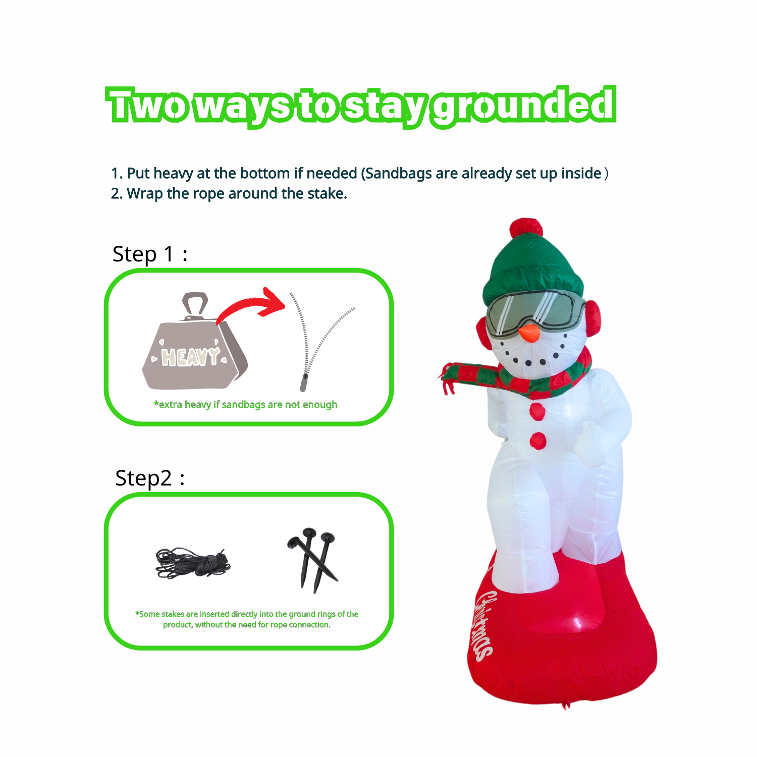 4FT Christmas Inflatable Snowman with Ski Outdoor Decoration - PartyTimeSolution