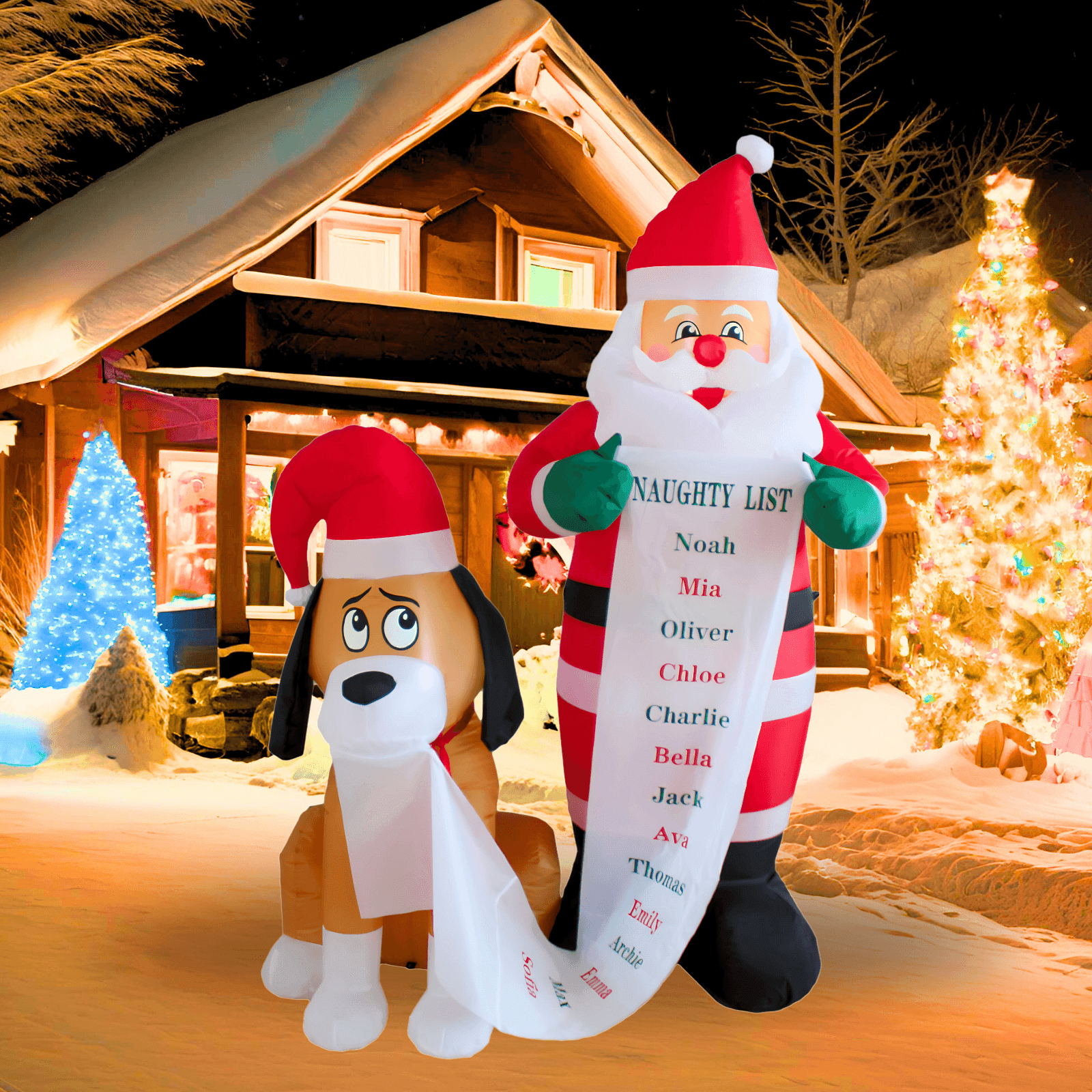 6FT Christmas Inflatable Santa with Dog Outdoor Decoration - PartyTimeSolution