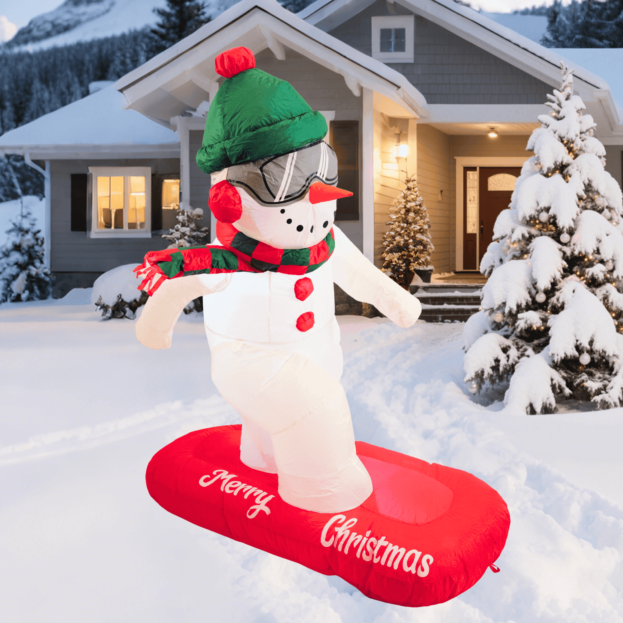 4FT Christmas Inflatable Snowman with Ski Outdoor Decoration - PartyTimeSolution