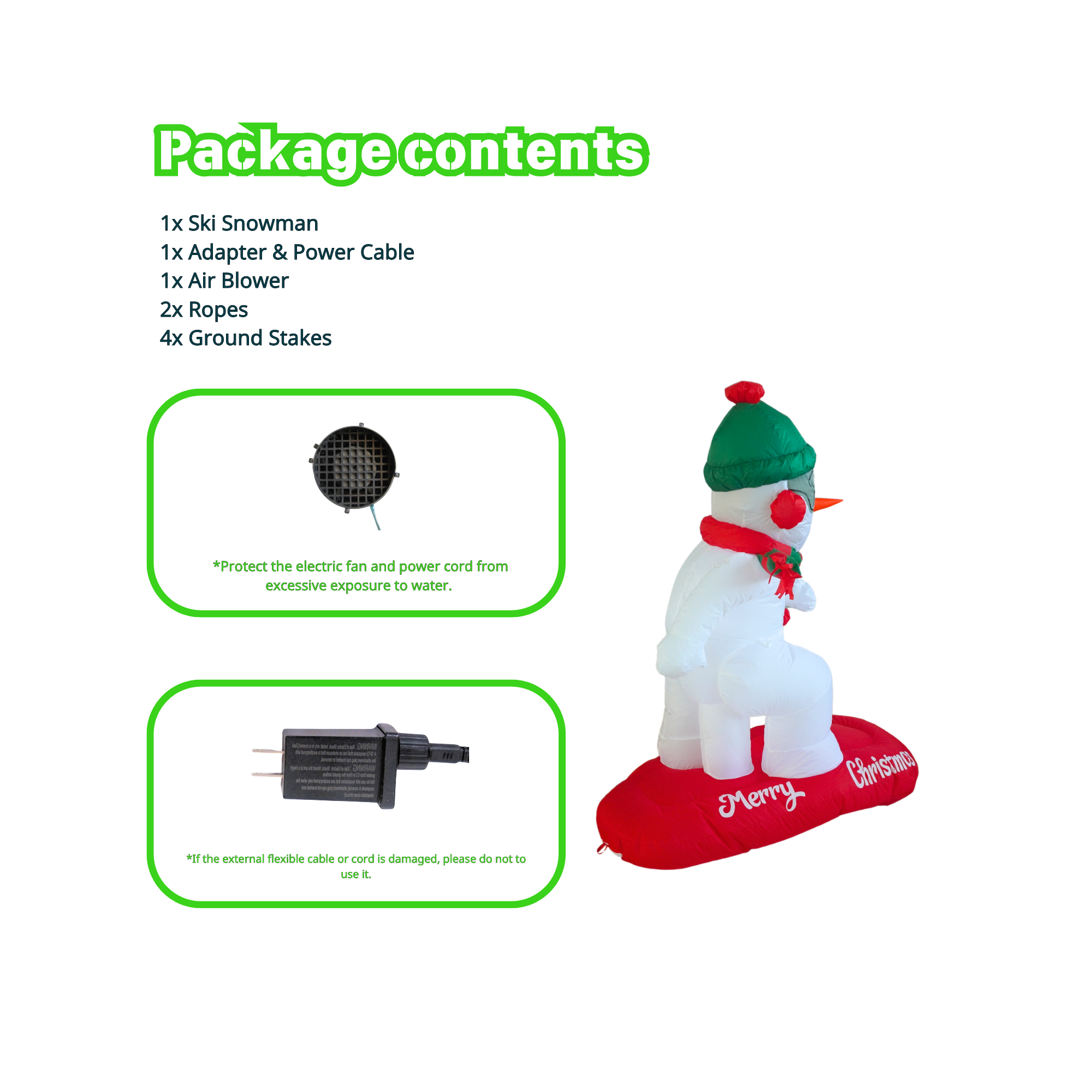 4FT Christmas Inflatable Snowman with Ski Outdoor Decoration - PartyTimeSolution