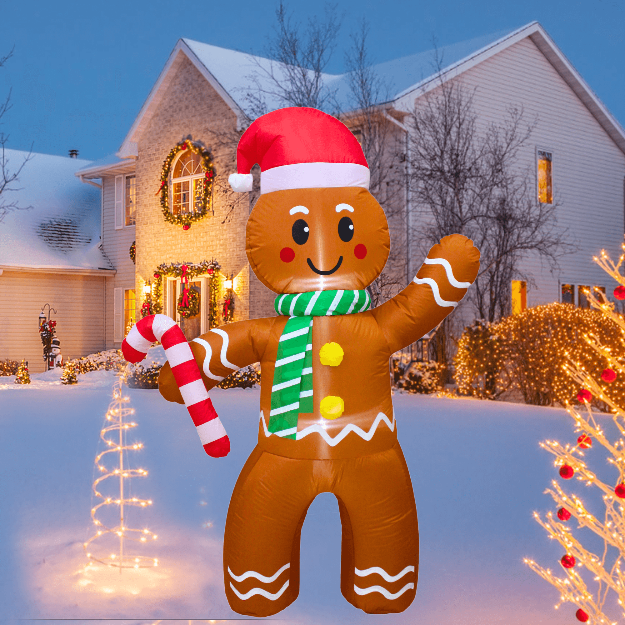 5FT Christmas Inflatable Gingerbread man Outdoor Decoration - PartyTimeSolution