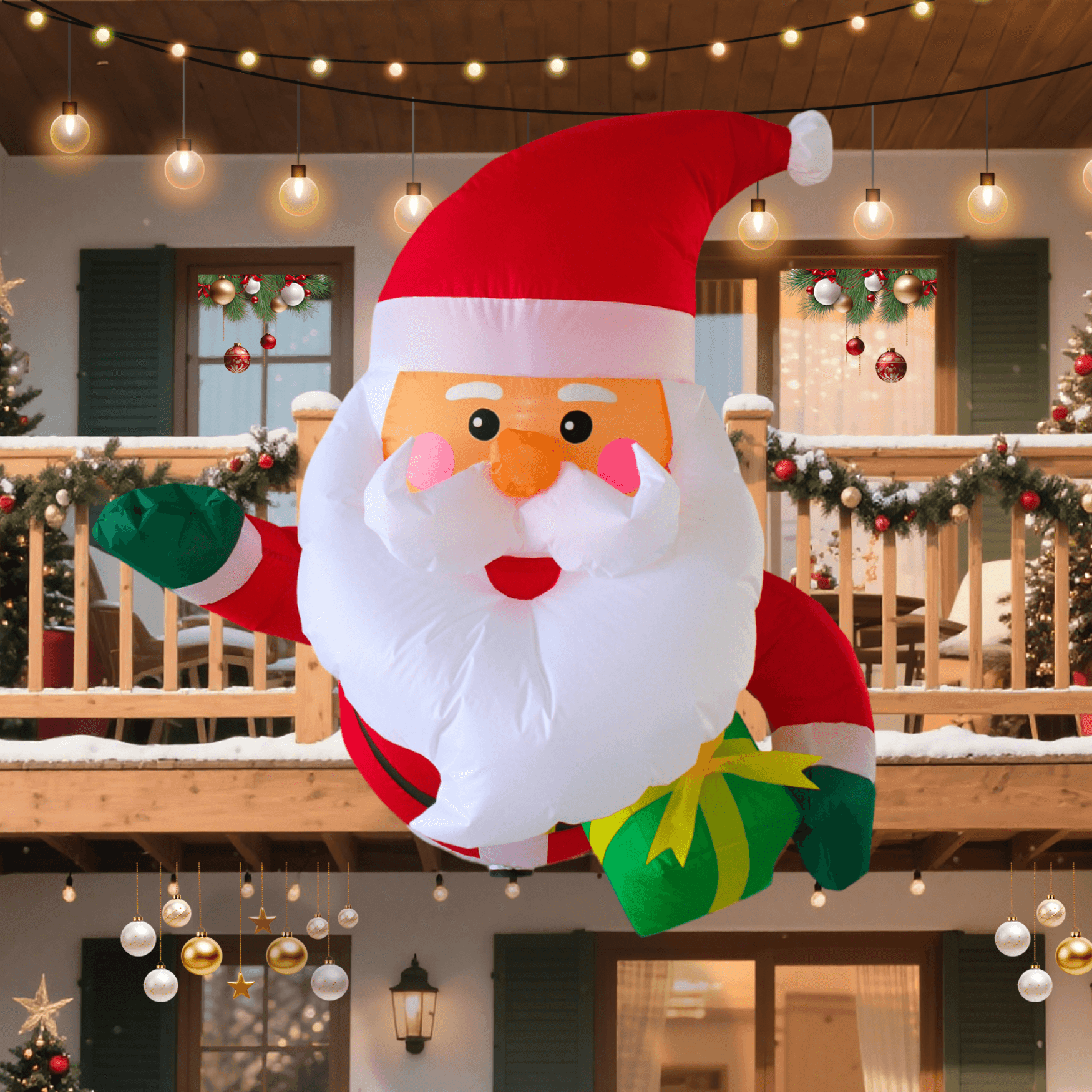 4FT Christmas Inflatable Hanging Santa Claus Decoration - PartyTimeSolution