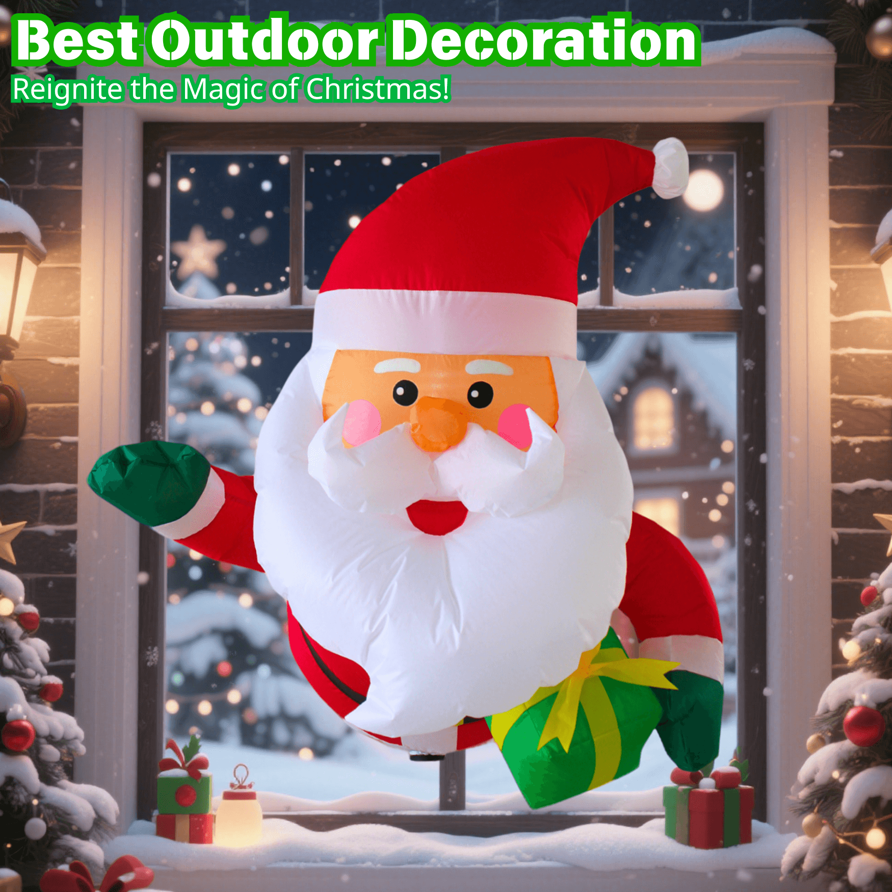 4FT Christmas Inflatable Hanging Santa Claus Decoration - PartyTimeSolution
